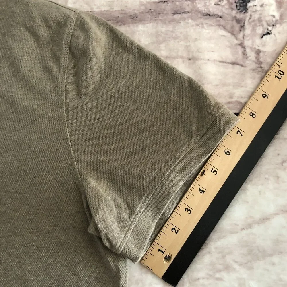 Banana Republic Pique Polo Shirt XL Mens Tan Monogram Cotton Logo Rugby Golf Dad